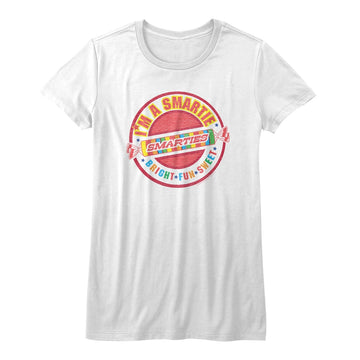 Smarties Girls Juniors S/S T-Shirt - I'M A Smartie - Solid White
