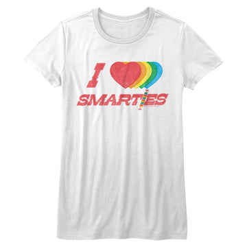 Smarties Girls Juniors S/S T-Shirt - Hearts - Solid White