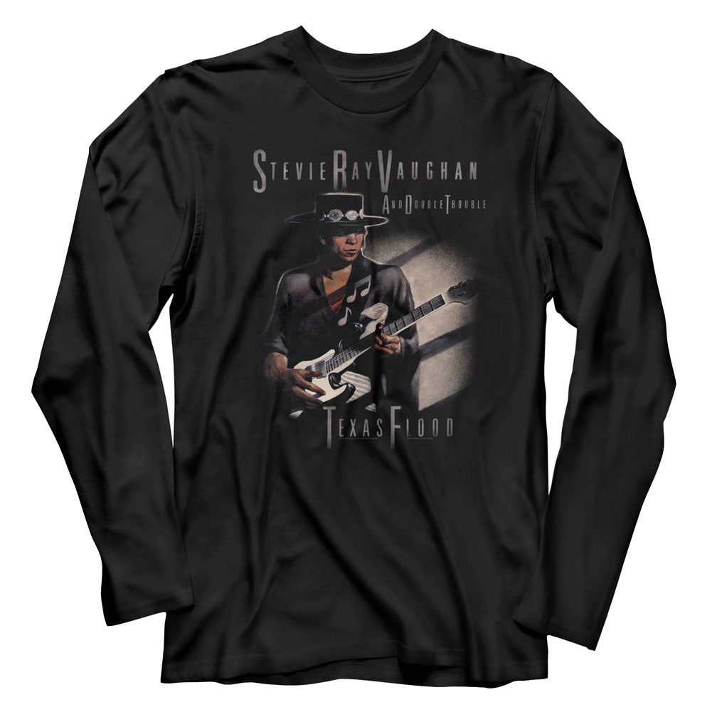Stevie Ray Vaughan Mens L/S T-Shirt - Texas Flood Too - Solid Black