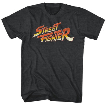 Street Fighter Mens S/S T-Shirt - Logo - Heather Black Heather