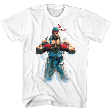 Street Fighter Mens S/S T-Shirt - Ryu - Solid White
