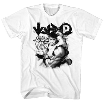 Street Fighter Mens S/S T-Shirt - Hadouken - Solid White