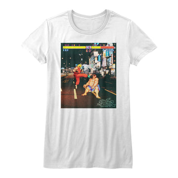 Street Fighter Girls Juniors S/S T-Shirt - Real Street Fighter - Solid White