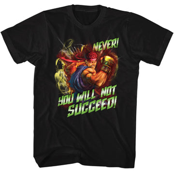 Street Fighter Mens S/S T-Shirt - Never Succeed - Solid Black