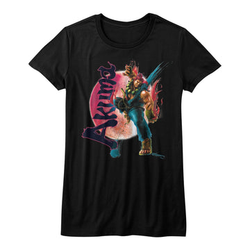 Street Fighter Girls Juniors S/S T-Shirt - Akuma - Solid Black