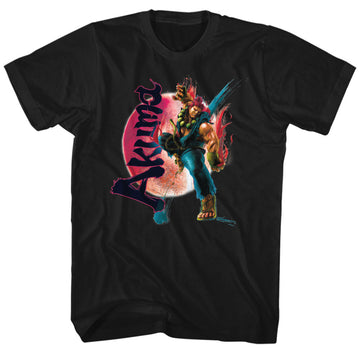 Street Fighter Mens S/S T-Shirt - Akuma - Solid Black