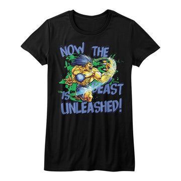 Street Fighter Girls Juniors S/S T-Shirt - Beast Unleashed - Solid Black