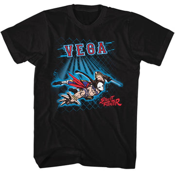 Street Fighter Mens S/S T-Shirt - Vega Fence - Solid Black