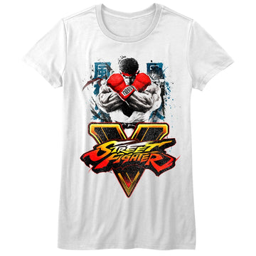 Street Fighter Girls Juniors S/S T-Shirt - Streetfighta - Solid White