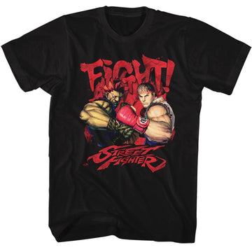 Street Fighter Mens S/S T-Shirt - Fight! - Solid Black