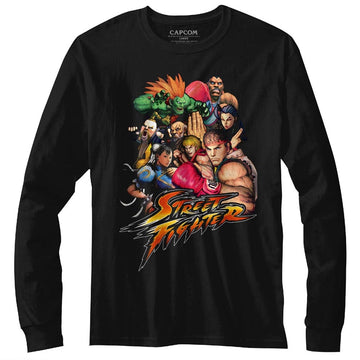 Street Fighter Mens L/S T-Shirt - Stftr - Solid Black