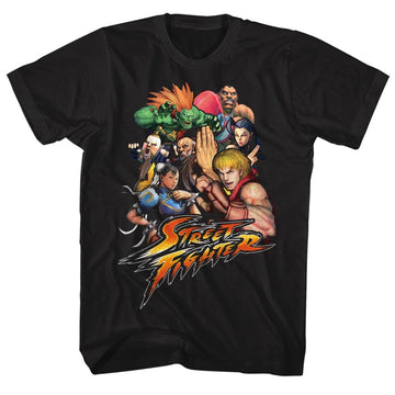 Street Fighter Mens S/S T-Shirt - Stftr - Solid Black