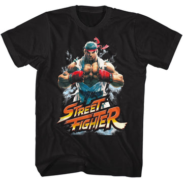 Street Fighter Mens S/S T-Shirt - Fistbump - Solid Black