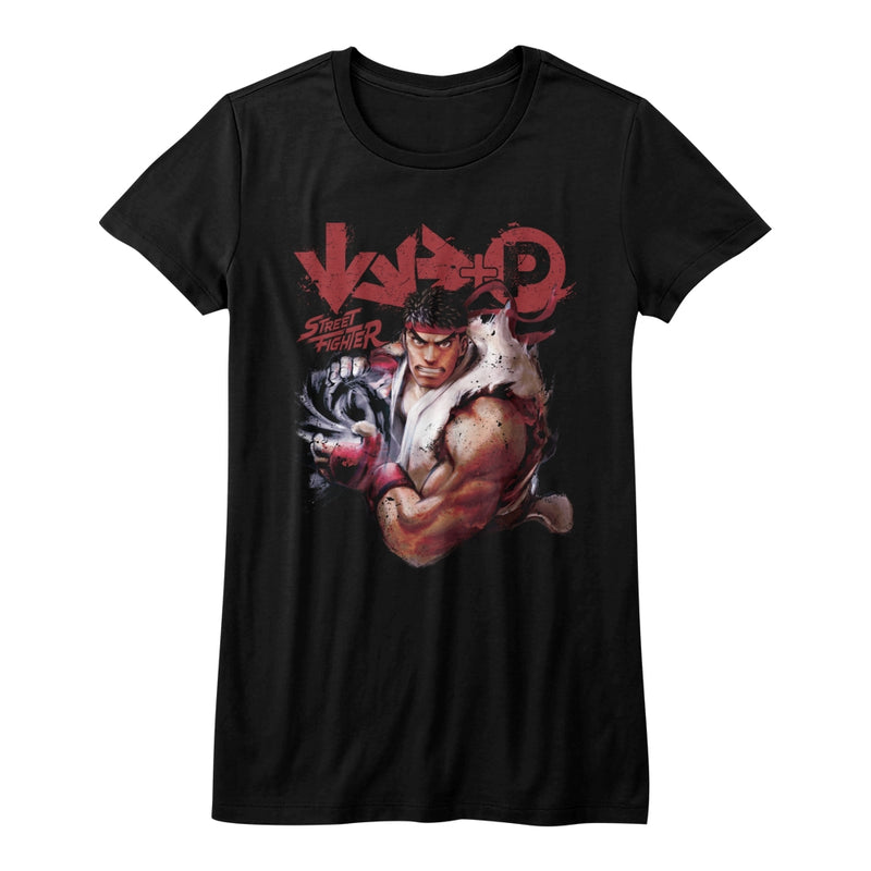 Street Fighter Girls Juniors S/S T-Shirt - More - Solid Black