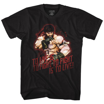 Street Fighter Mens S/S T-Shirt - Hot Ryu - Solid Black