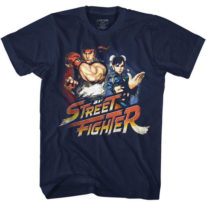 Street Fighter Mens S/S T-Shirt - Ryuchunli - Solid Navy