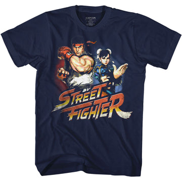 Street Fighter Mens S/S T-Shirt - Ryuchunli - Solid Navy