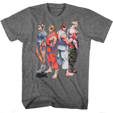 Street Fighter Mens S/S T-Shirt - Sf2 Lineup - Heather Graphite Heather