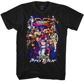Street Fighter Mens S/S T-Shirt - Pro Tour 2 - Solid Black