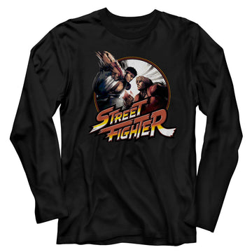 Street Fighter Mens L/S T-Shirt - Punchy - Solid Black