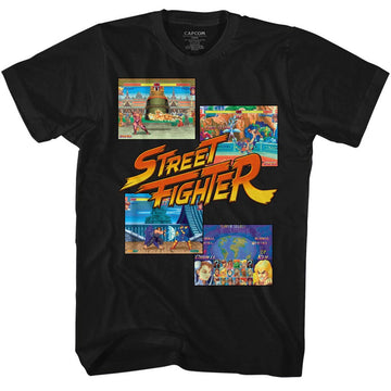 Street Fighter Mens S/S T-Shirt - Multihit2 - Solid Black