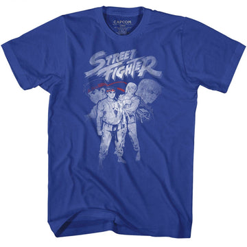Street Fighter Mens S/S T-Shirt - Sfk&R - Solid Royal