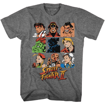 Street Fighter Mens S/S T-Shirt - Sf2Shdrcast - Heather Graphite Heather