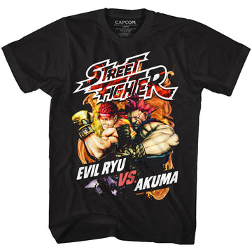 Street Fighter Mens S/S T-Shirt - Street Fire - Solid Black