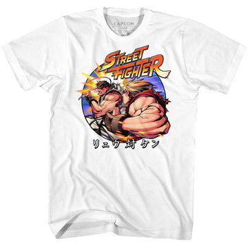 Street Fighter Mens S/S T-Shirt - Ryu Vs Ken - Solid White