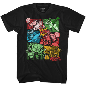 Street Fighter Mens S/S T-Shirt - Comic - Solid Black