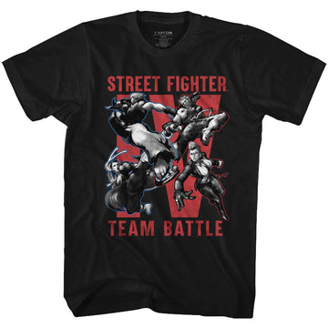 Street Fighter Mens S/S T-Shirt - Team Battle - Solid Black