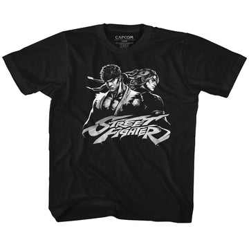 Street Fighter Toddler S/S T-Shirt - Two Dudes - Solid Black