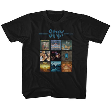 Styx Toddler S/S T-Shirt - Album Grid - Solid Black