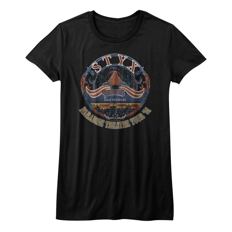 Styx Girls Juniors S/S T-Shirt - Tour 81 - Solid Black - Inmyparentsbasement.com
