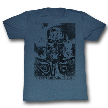 Terminator Mens S/S T-Shirt - Black And Blue - Heather Navy Heather