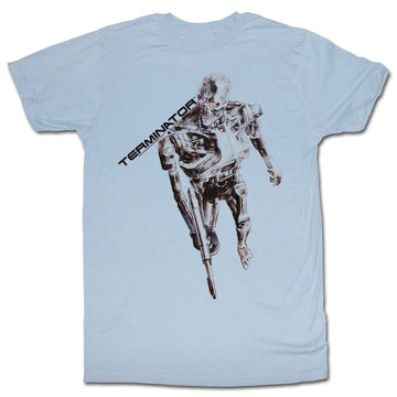 Terminator Mens S/S T-Shirt - Sketchy Terminator - Solid Light Blue