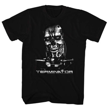 Terminator Mens S/S T-Shirt - Chrome - Solid Black