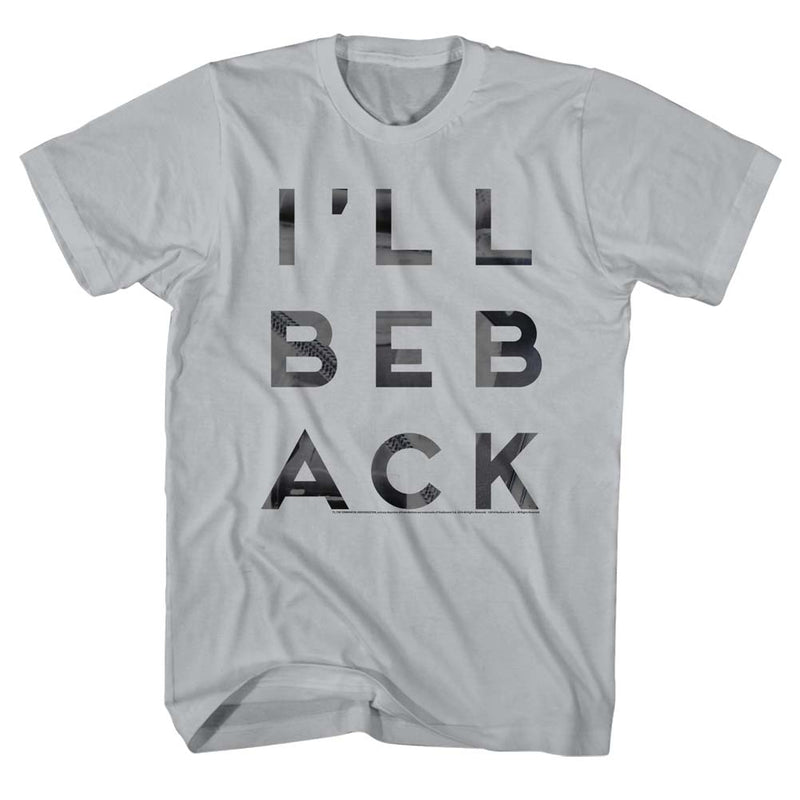 Terminator Mens S/S T-Shirt - I'Ll Be Back Run On - Solid Silver
