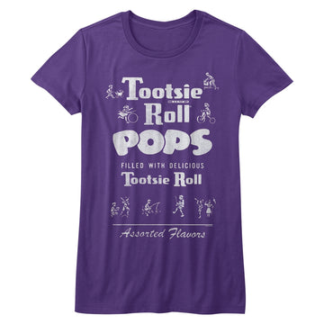 Tootsie Roll Girls Juniors S/S T-Shirt - Vintagetootsie - Solid Purple