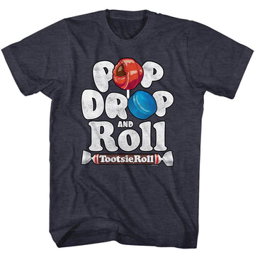 Tootsie Roll Mens S/S T-Shirt - Popdroproll - Heather Navy Heather
