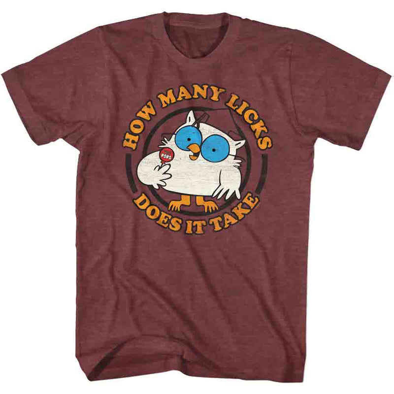 Tootsie Roll Mens S/S T-Shirt - How Many - Heather Vintage Maroon Heather