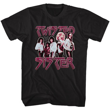 Twisted Sister Mens S/S T-Shirt - Pretty In Pink - Solid Black