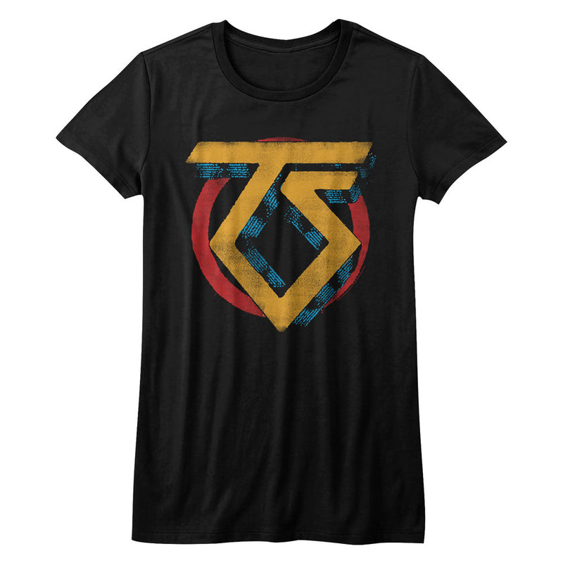Twisted Sister Girls Juniors S/S T-Shirt - Vintage Ts Logo - Solid Black
