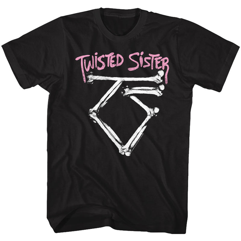 Twisted Sister Mens S/S T-Shirt - Bone Logo - Solid Black