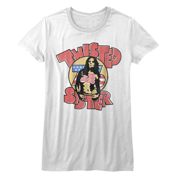 Twisted Sister Girls Juniors S/S T-Shirt - Twisted '76 - Solid White
