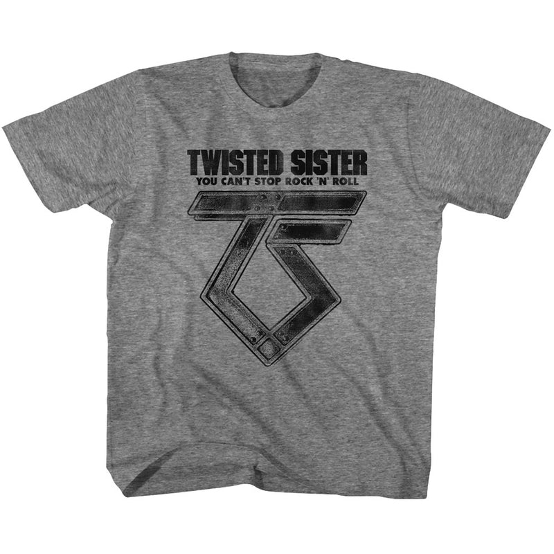 Twisted Sister Youth S/S T-Shirt - Can'T Stop Rock'N'Roll - Heather Graphite Heather