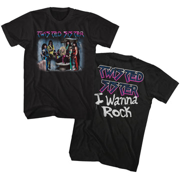 Twisted Sister Mens S/S T-Shirt - I Wanna Rock - Solid Black
