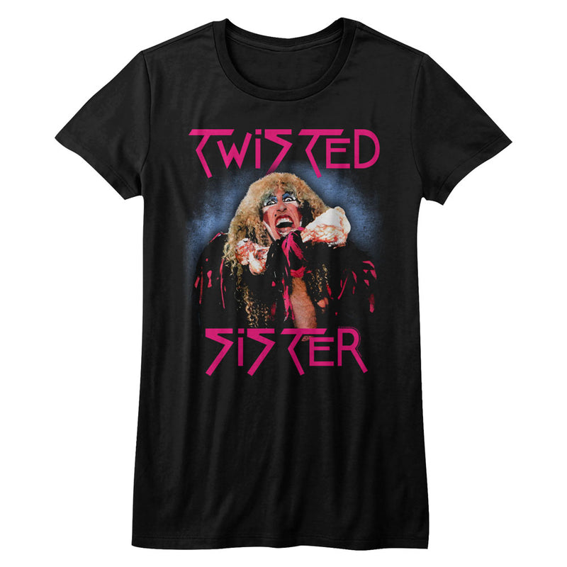 Twisted Sister Girls Juniors S/S T-Shirt - Twisted Dee - Solid Black