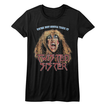 Twisted Sister Girls Juniors S/S T-Shirt - Not Gonna Take It - Solid Black