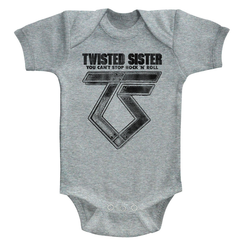 Twisted Sister Infant S/S Bodysuit - Can'T Stop Rock'N'Roll - Heather Gray Heather